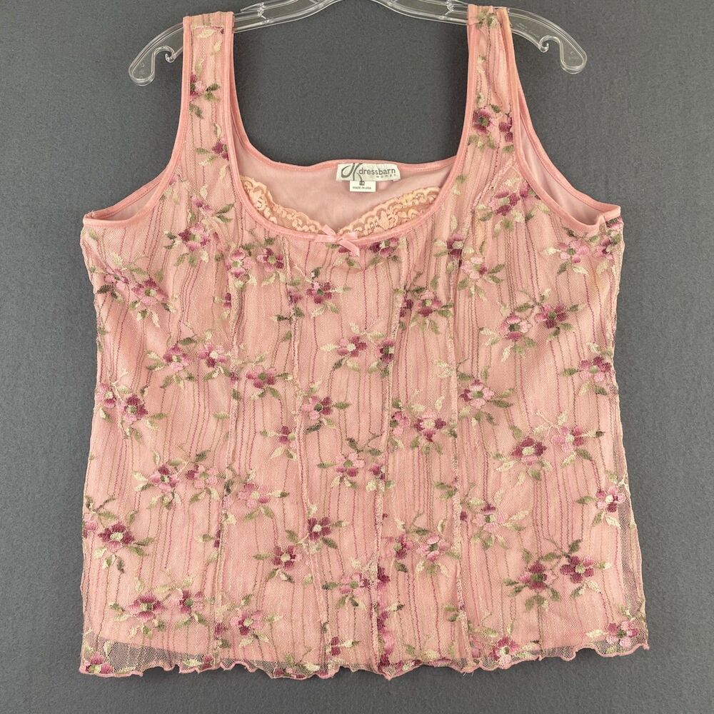Dressbarn Floral Embroidered Lace Tank Top Sz 1X